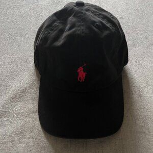 Polo Ralph Lauren Hat Cap Strapback Adult Black Red Pony Embroidery Casual OSFA